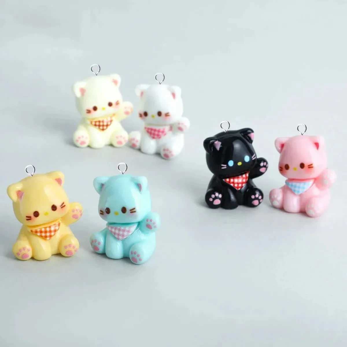 Resin Crafts Diy - 10 Stück 3D Cartoon-Katzen-Mini-Harzanhänger, niedliche Tier-Charms